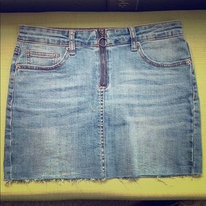Denim Skirt with Zip-Front